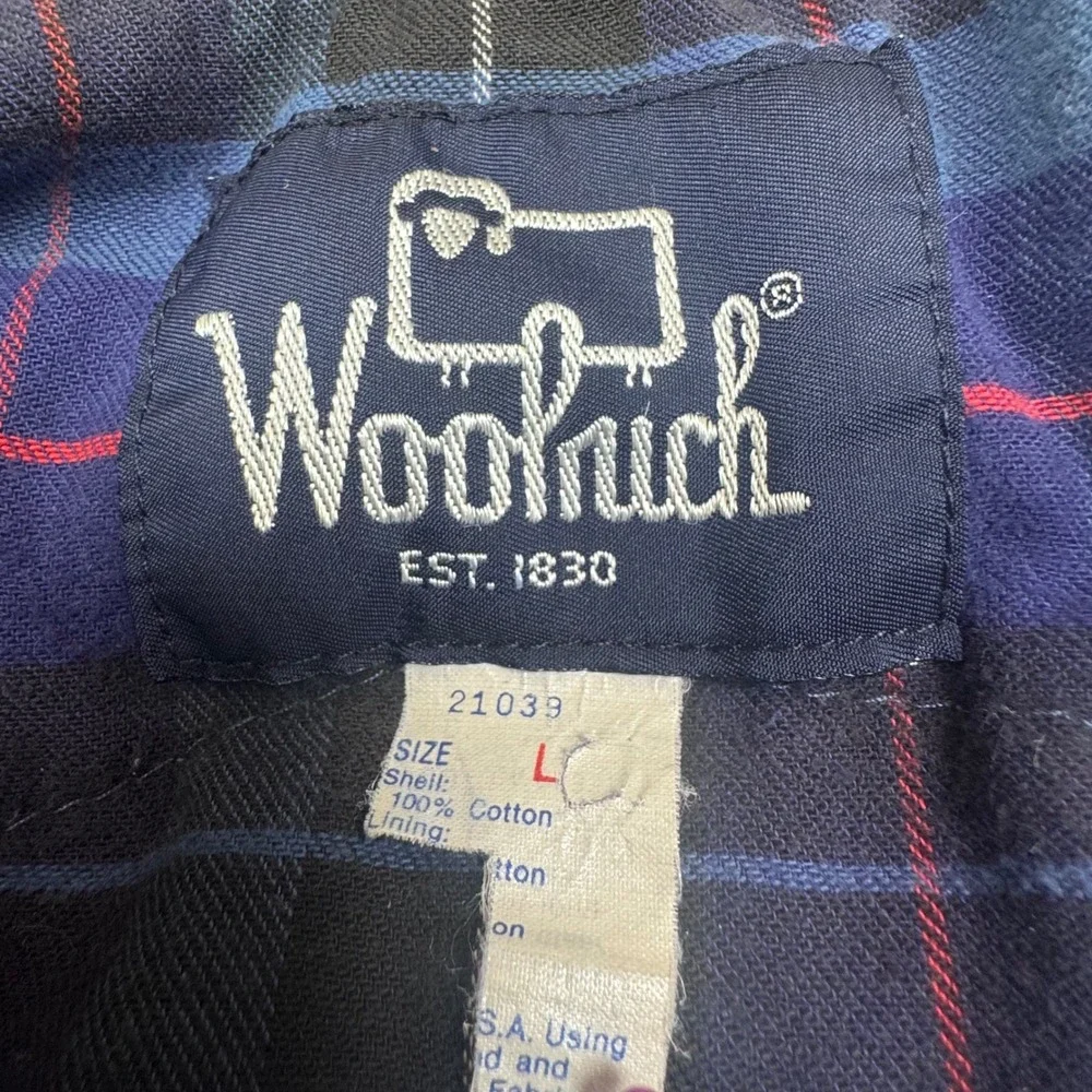 Vintage Woolrich Mens Red Plaid Lined Down‎ Puffer Jacket Size Large